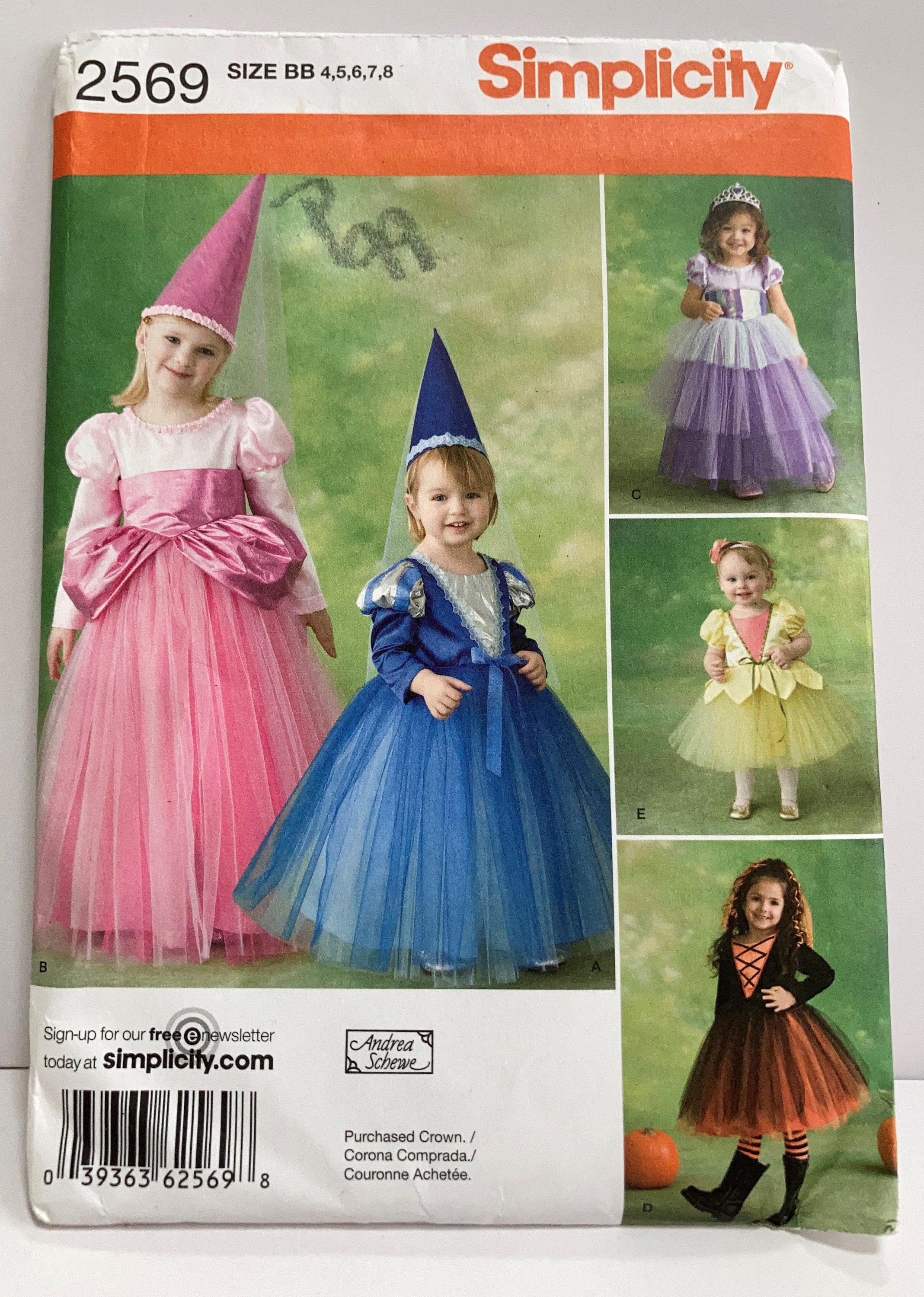Simplicity 2569 Pattern for Princess Dress/Costume Size BB for Etsy