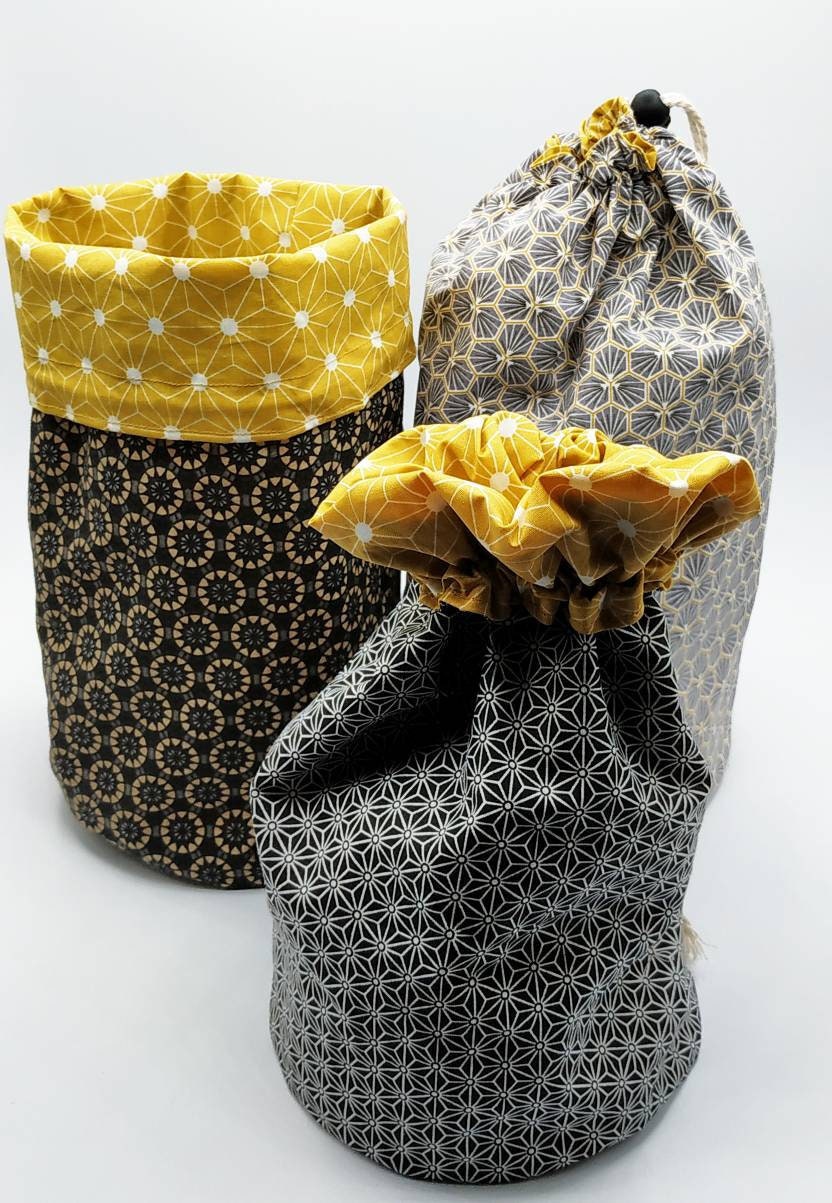 Washable cotton and coated cotton toilet paper bags, various patterns, storage bag, bag holder, paper bags, toilet paper basket