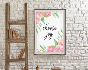 Kies Joy: inspirerende poster/afdrukbaar citaat/digitale download/muurkunst