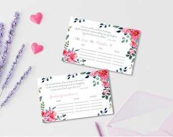assignment notebook drawing Ministering Assignment Cards - Spanish & English Bundle - LDS Relief Society Printable - Navy Floral