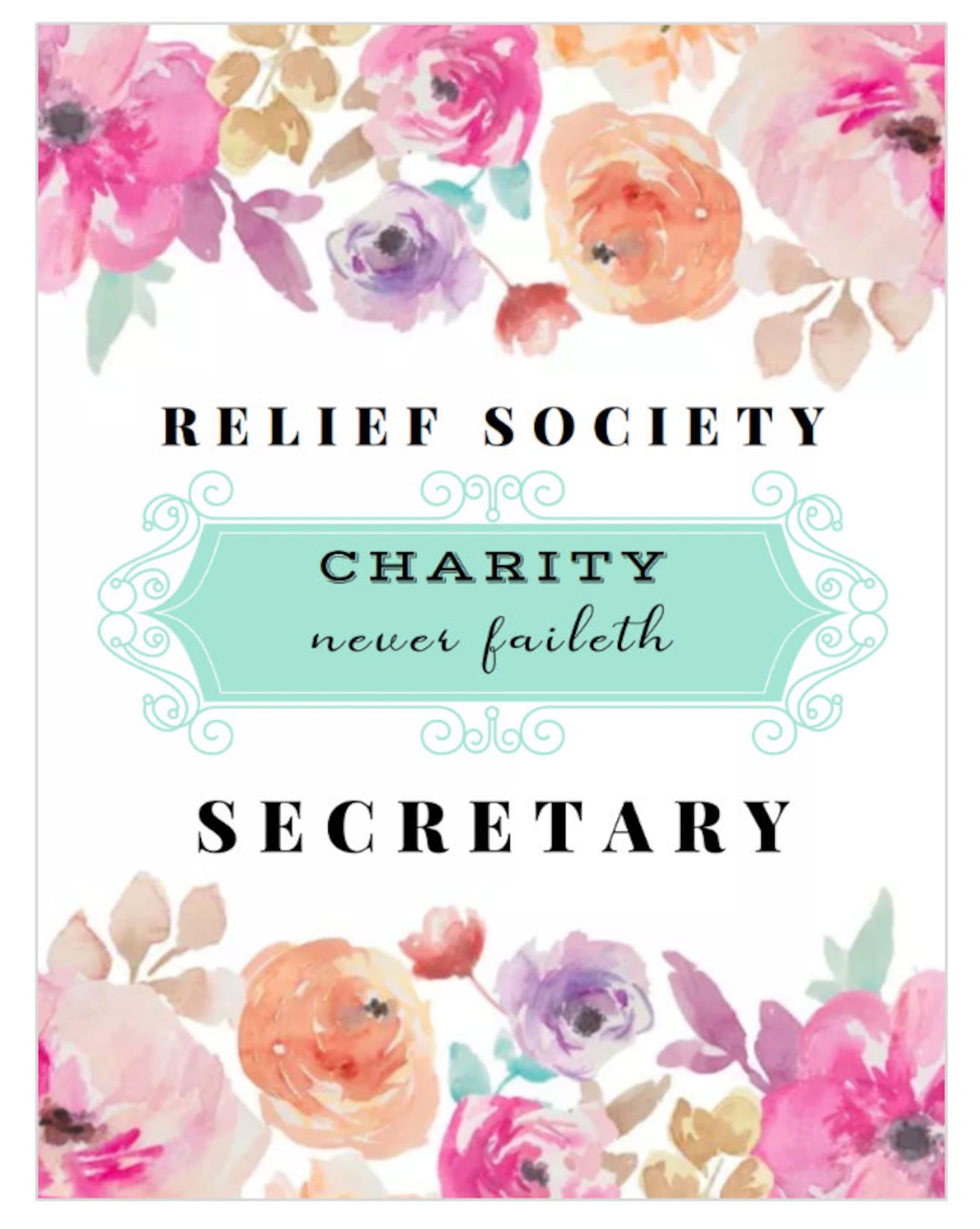 LDS Relief Society Presidency Binder Covers - Printable - Etsy