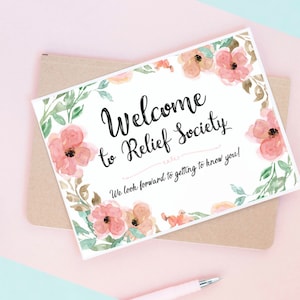 Relief Society Welcome Cards 5x7 - Printable