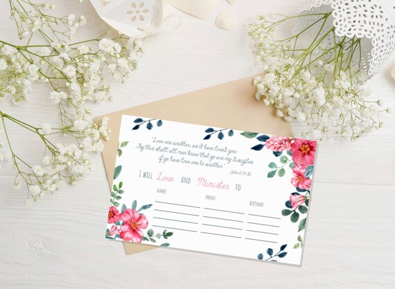 Ministering Assignment Cards LDS Relief Society Printable Etsy