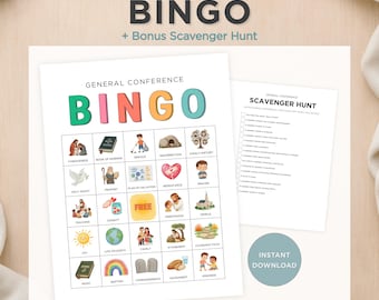 Algemene conferentiebingo voor kinderen | LDS-afdrukbare activiteit | Speurtocht