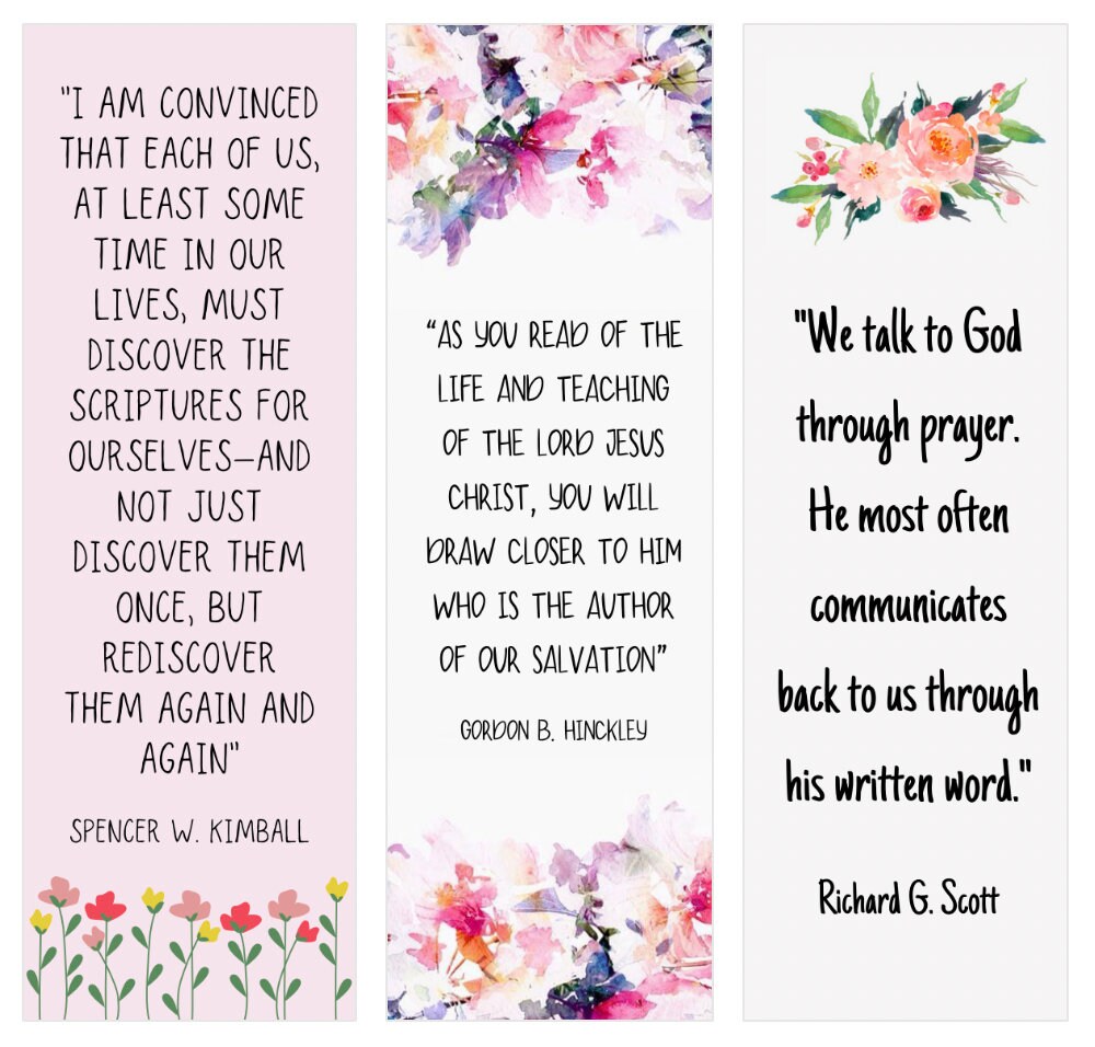 LDS Scripture Bookmarks | General Conference Quotes - Etsy