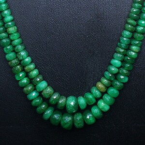 Zambian Emerald Faceted Beads Necklace, 2 strand Necklace Handmade Beads, Rare Emerald Necklace, Wedding Necklace, Unique Gift For Her
