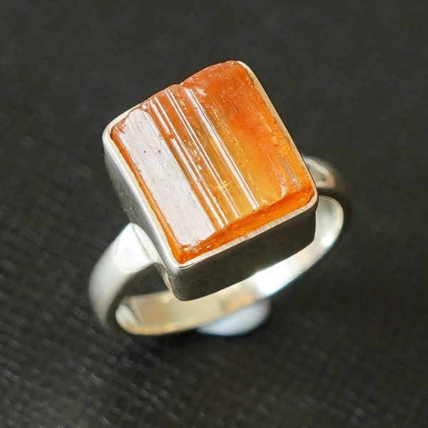 Raw Imperial Topaz Ring, Raw Topaz Ring, Handmade Silver Rings, Artisan Antique Jewelry, Natural Raw Crystal Ring, Raw Gemstone Ring