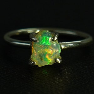 Raw Ethiopian Opal Ring, Fire opal Ring, Ring For Women, October Birthstone Ring, Raw stone Ring, Crystal Ring, Handmade Ring, Unique Gift