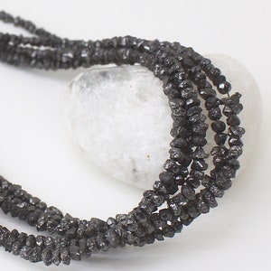 RAW BLACK DIAMOND, (1.5-2.5 mm) Raw Diamond Beads, Rough Diamond, Uncut Diamond Beads, April Birthstone, Diamond Jewelry, Strand-14&quot;inch
