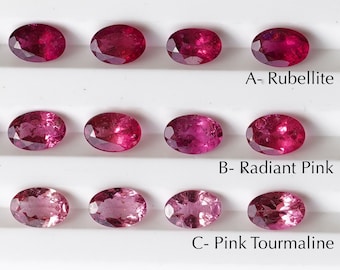 AAA+ Rubellite Pink Tourmaline Oval Faceted, Natural 6x4mm, Hand Cut Gemstone, Pink Tourmaline, Tourmaline Faceted Gems, Jewelry Making