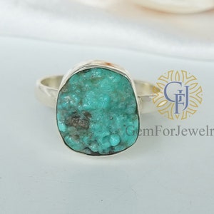 Raw Turquoise Ring, Natural Turquoise Ring, Silver Handmade Ring, Statement Ring, Raw Gemstone Ring, December Birthstone, Gifts For Her