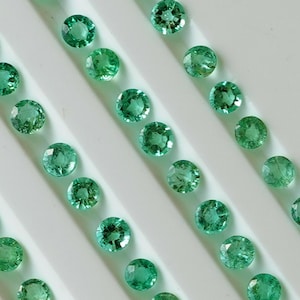 AAA+ Emerald Colombian Round Diamond Cut, 1 - 4 mm Option Faceted, Fine Quality Precious Gemstone, May Birthstone, Emerald Jewelry
