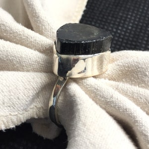 Raw Black Tourmaline Ring, Natural Stone Ring, Handmade Silver Ring, Raw Crystal Ring, Tourmaline Ring, Gifts For Her, October Birthstone