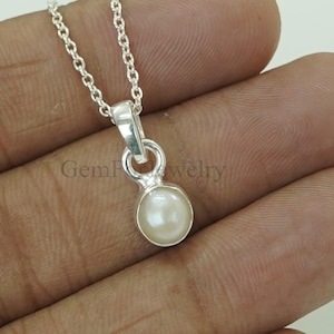 White Pearl Pendant, Pearl Charm Necklace Pendant, Freshwater Pearl, June Birthstone Jewelry, Silver Handmade Jewelry, Birthday Gift For Mom