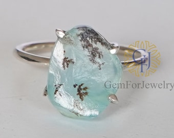 Peruvian Opal Ring, Blue Opal Ring, Raw Opal Ring, Gemstone Ring, October Birthstone, Silver Handmade Ring, Raw Opal Jewelry, Gifts For Her