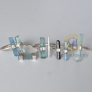 Raw Aquamarine Ring, Spiral Stick Ring, Aquamarine Pencil Ring, Twisted Band Ring, March Birthstone Jewelry, Handmade Ring, Unique Gift Ring