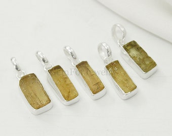 Raw Imperial Topaz Pendant, Natural Topaz Crystal Jewelry, Raw Stone Pendant, Yellow Gemstone Pendant, Rough Jewelry, Valentine's Day Gift