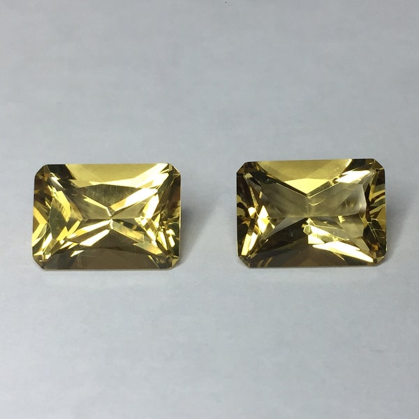 AAA Golden Labradorite Emerald Cut Pair, Hand Cut German Machine Precision, Labradorite Unique Gem, Loose Gems Lot