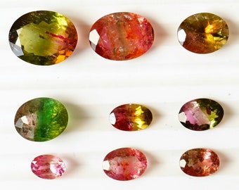 Watermelon Tourmaline Oval Faceted, Bio Tourmaline Loose Gemstone, Fine Quality Hand Cut Gemstone, Pink Green Tourmaline, Faceted Stone