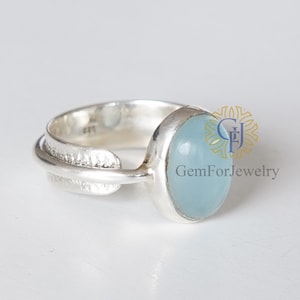 Aquamarine Cabochon Ring, Sterling Silver Rings, Artisan Boho, Antique Ring, Natural Unpolished Cabochon Ring, March Birthstone Jewelry