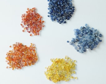 Rå safir blå, Padparadscha, naturlig multikristall, september födelsesten, gul safir grov, lotalternativ, ädelsten för smycken