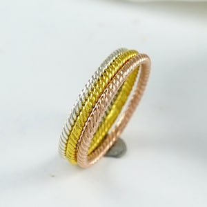 3 Stapelbare dünne Bandringe SET, Sterling Silber 925 Ring, Gold, Rosegold, Silber Ring, Bandring, Stapelring, Minimalist Ring