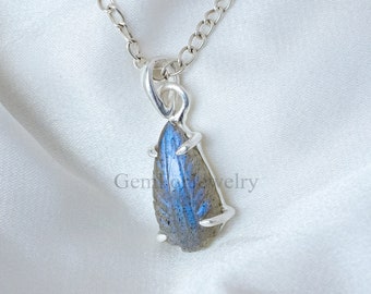 ラブラドライトネックレスペンダント、ブルーラブラドライトクリスタル