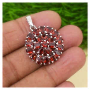 Personalized January Birthstone Garnet Necklace Pendant, Initial Garnet Necklace For Women, January Birthday Gift, Mother&#39;s Day Gift