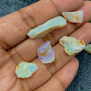 Vit australisk opal, rå, naturlig obehandlad blågrön eldopal, opal av fin kvalitet, rå kristall i bulk, rå oslipad ädelsten, 7-22 MM bild 7