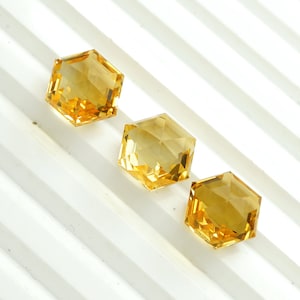 Citrine Hexagon Faceted Step Cut, AAA Fine Quality Gemstone, November Birthstone, Faceted Gemstone, Loose Gemstone, Handcrafted Unique Stone