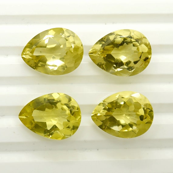 16x12mm Lemon Quartz Faceted Pear, AAA Quality Cut Stone, Natural Green Gold Quartz, Faceted Gemstone, Loose Gemstone, Yellow Quartz
