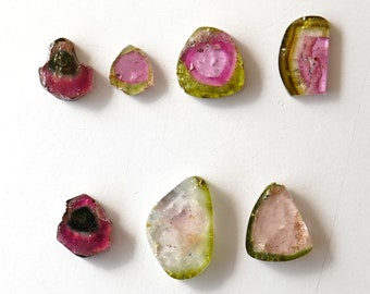 Watermelon Tourmaline Slice, Pink Green Tricolor Tourmaline, Polished Gemstone Slice, Bio Tourmaline Jewelry, October Birthstone, Loose