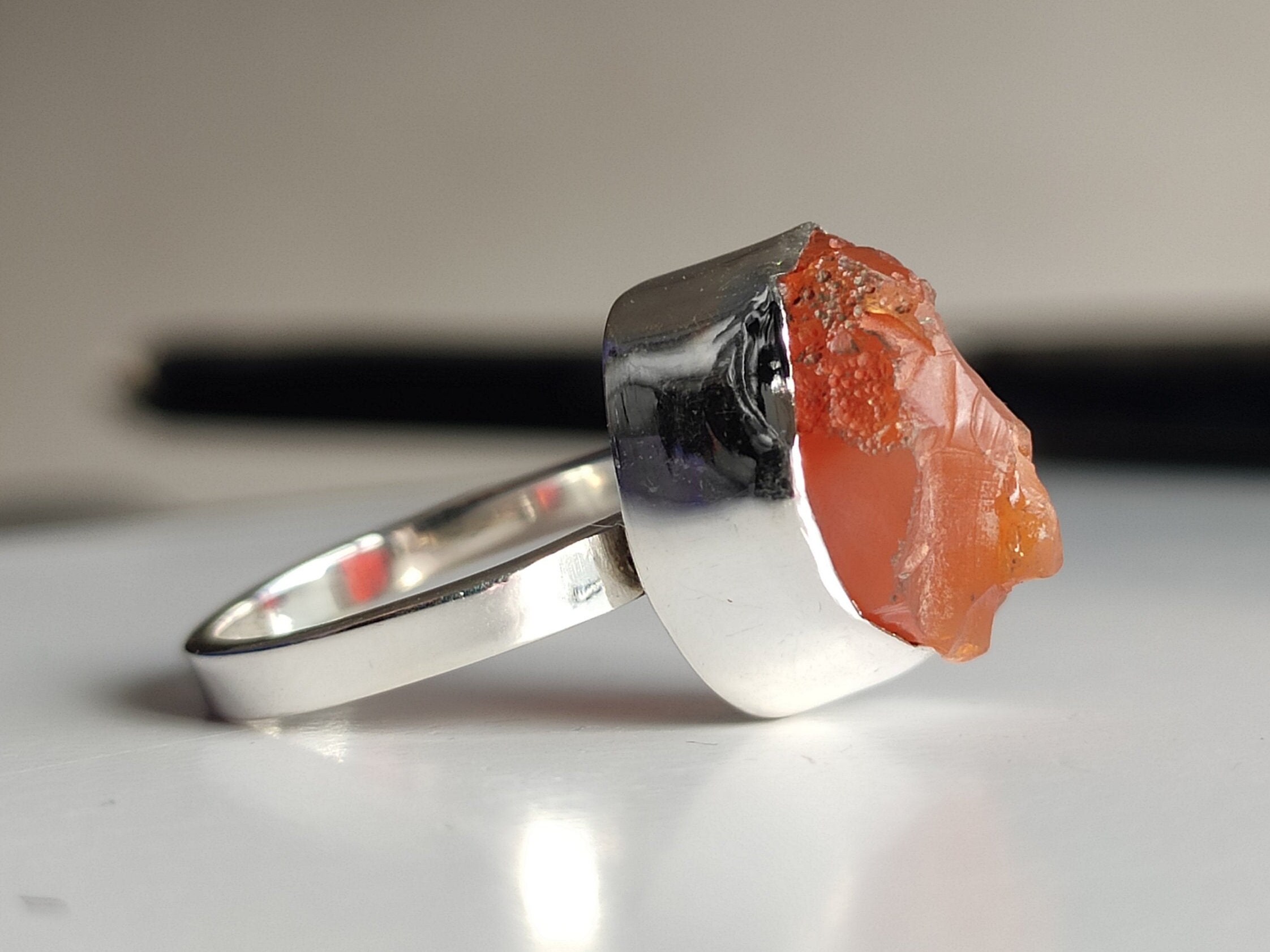 Raw Fire Opal Ring Natural Handmade Silver Ring Raw Stone | Etsy
