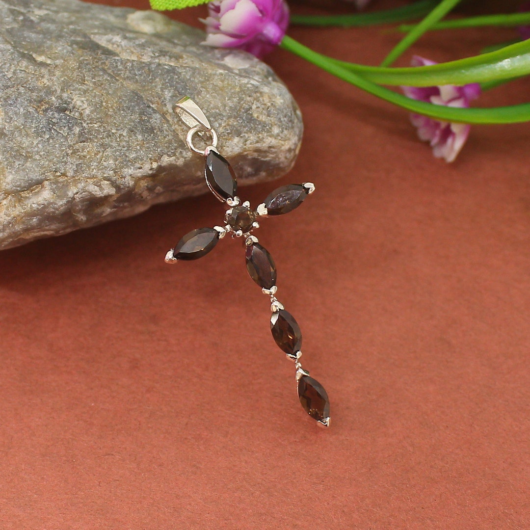 Smoky Quartz Cross Pendant main image 0