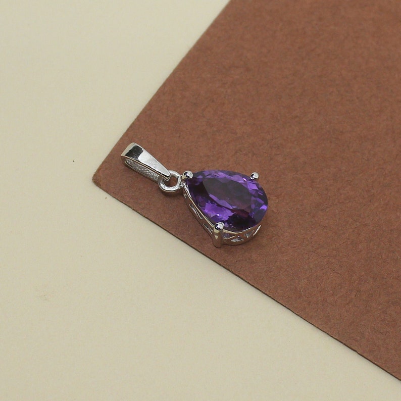 Handmade Birthday Gift Wedding Gift For Her African Amethyst Drop Silver Pendant Everyday Antique Amethyst Jewelry February Birthstone