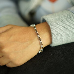 Sterling silver Smoky Quartz Tennis Bracelet, Personalized Birthstone Gift, Unisex Bracelet, Bridal Bracelet, Mothers Day Gift, Gift For Him
