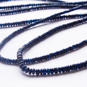 Blue Sapphire Beads, Natural Micro Faceted Loose Strand, Sapphire Necklace, Jewelry Making Beads, Beads Wholesale Supplier, 3mm 1 Strand, 8&quot;
