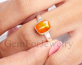 Bague En Platine Avec Opale De Feu Mexicaine Et Diamants - Taille 6,5 - PT900 - Occasion