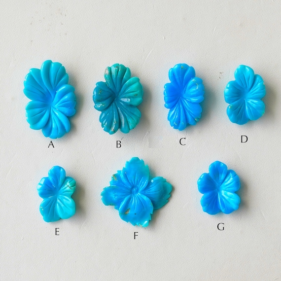Arizona Blue Turquoise Floral Carving, Natural Sleeping Beauty Turquoise Carving, December Birthstone, Rare Gemstone, Turquoise For Jewelry