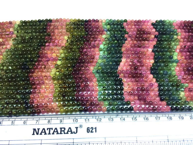 Multi Tourmaline mala necklace Fine Quality Round 40cm Beads 1 strand DIY Jewelry making Multi Tourmaline 3.5MM-4.75MM Wholesale lot