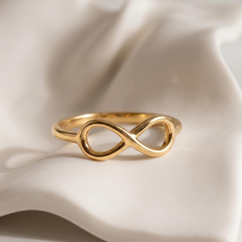 Infinity Stackable Ring Infinity Gold Ring, 14K Gold Plated Band, Minimalist Ring, Stackable ...
