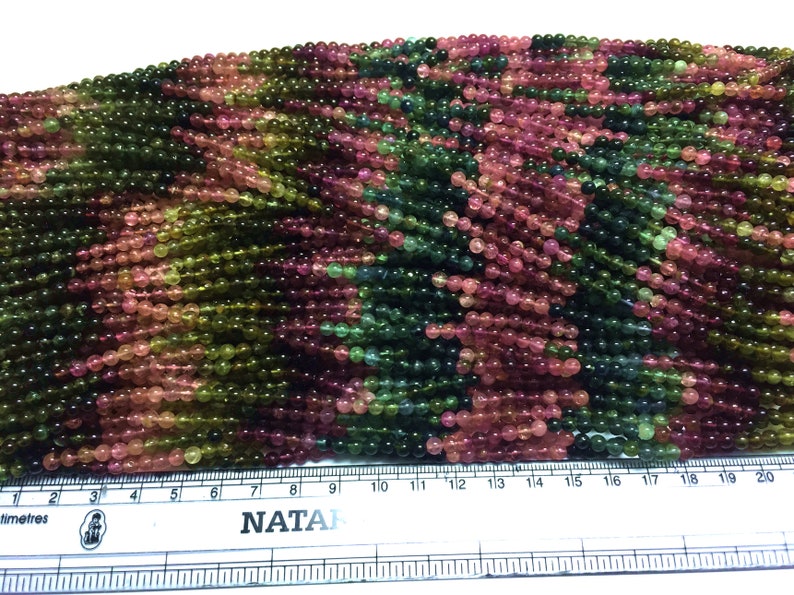 Multi Tourmaline mala necklace Fine Quality Round 40cm Beads 1 strand DIY Jewelry making Multi Tourmaline 3.5MM-4.75MM Wholesale lot