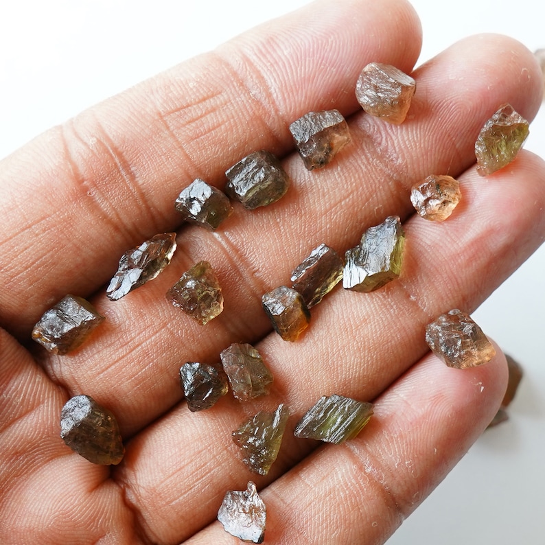 Andalusite Crystal Rough Stone, 5-16 mm Natural Brazilian Rough, Healing Crystal, Brown Green Colors Hues Pleochroism, Wire wrapping Stone image 3