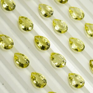 12x8mm Lemon Quartz Faceted Pear, AAA Quality Cut Stone, Natural Green Gold Quartz, Faceted Gemstone, Loose Gemstone, Yellow Quartz