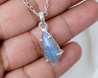 ラブラドライトネックレスペンダント、ブルーラブラドライトクリスタル