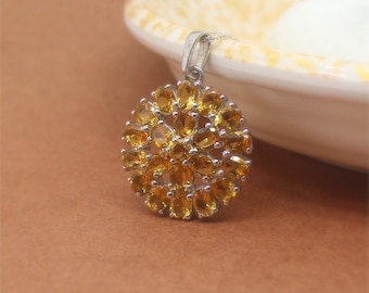 Beautiful Citrine Sunflower Necklace Pendant, Citrine Charm Necklace, November Birthstone, Nature Inspired Jewelry, Mother's Day Gift