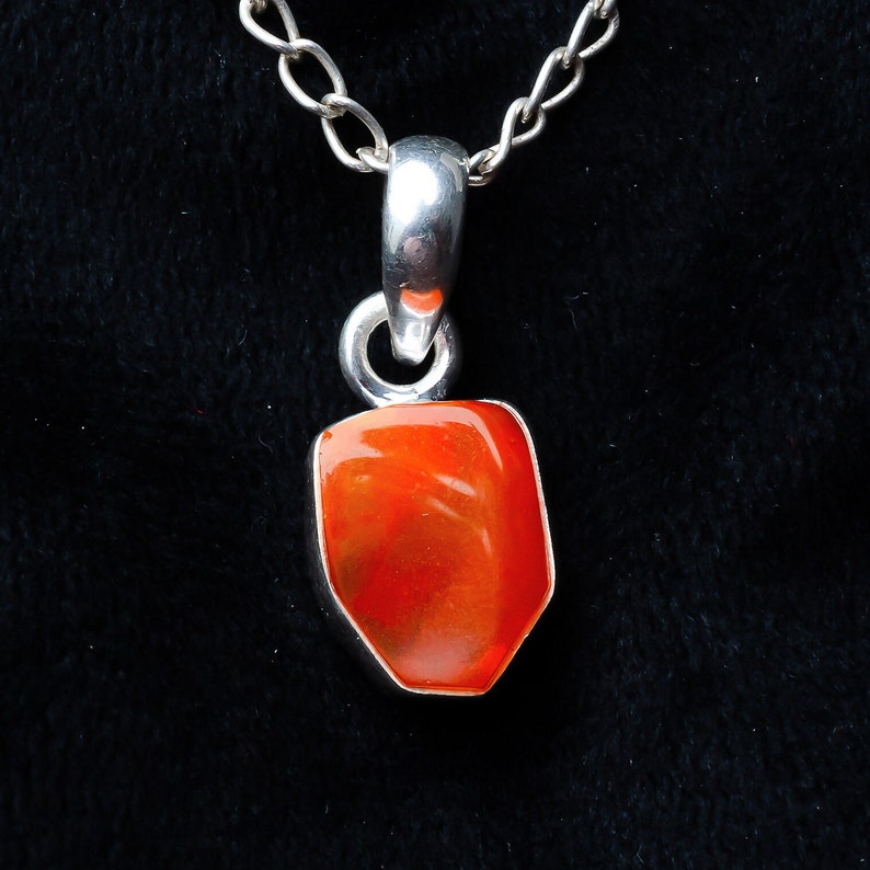 Mexican Opal Pendant, Orange Fire Opal Pendant, Uncut Polished Opal ...