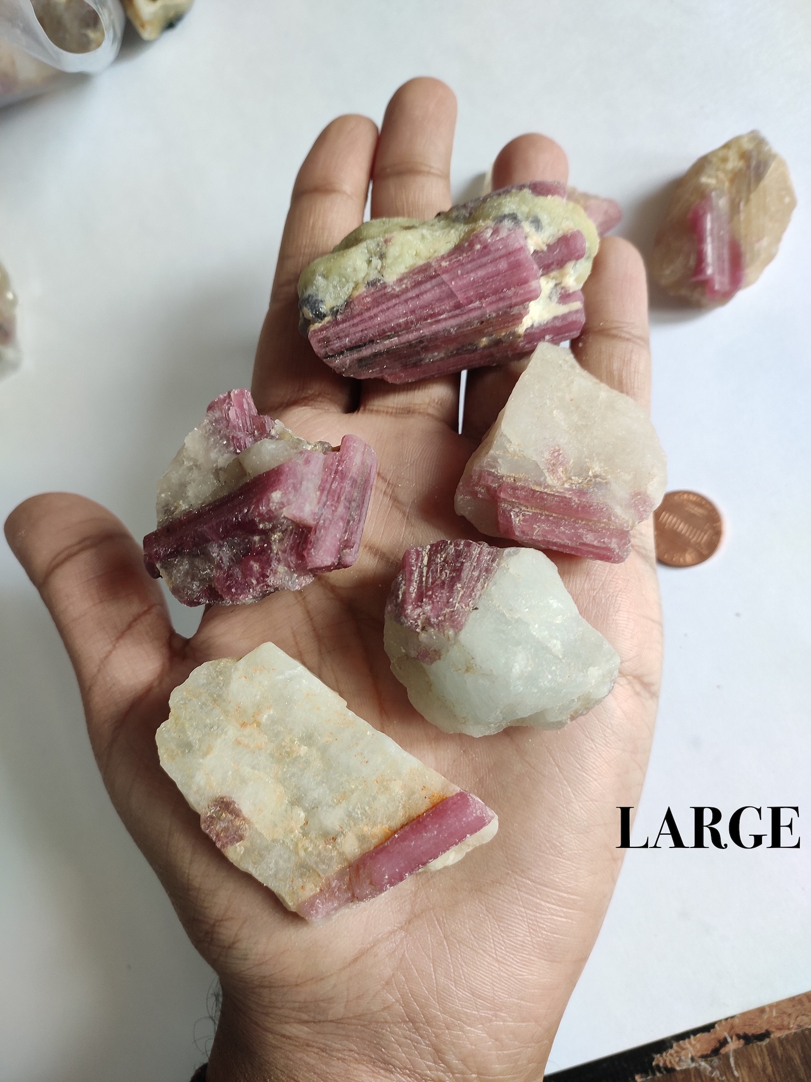 Raw Pink Tourmaline Matrix Stone Rough Crystal Tourmaline Etsy