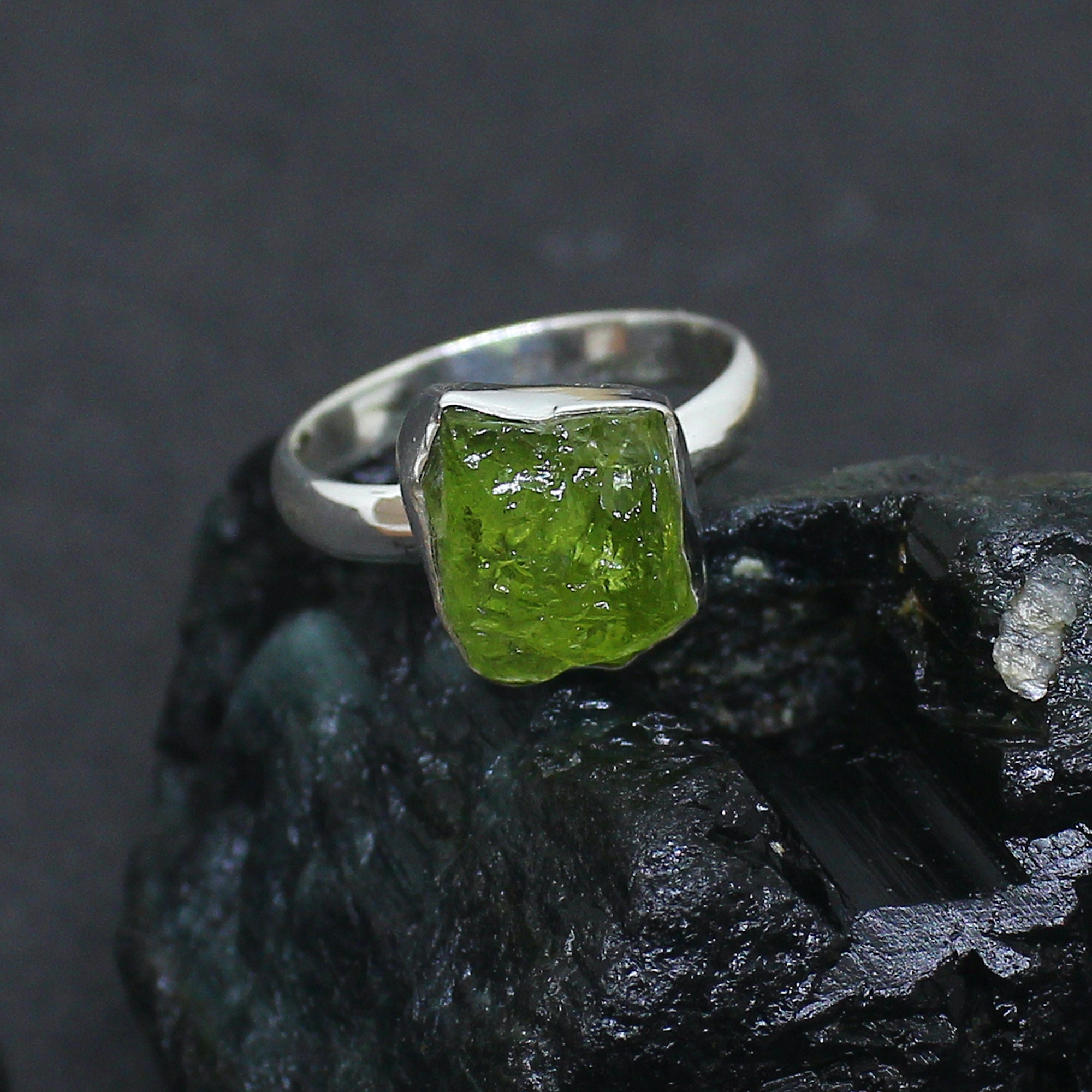 thumbnail image 2 of Beautiful Natural Peridot Ring - Adjustable - August... 2 of 12
