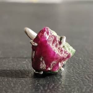 Raw Ruby Silver Ring Natural Uncut Crystal Handmade Silver Jewelry Artisan Ring Septum Avon Ring Antique Boho Jewelry Raw Crystal Ring